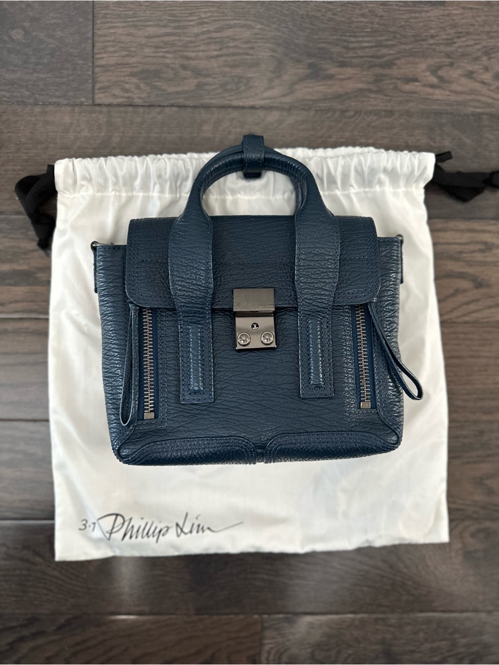 3.1 Phillip Lim Navy Textured Leather Mini Satchel